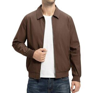 Men's Lightweight Track Jackets Golf Coats Coffee Casual Stylish Laydown Collar